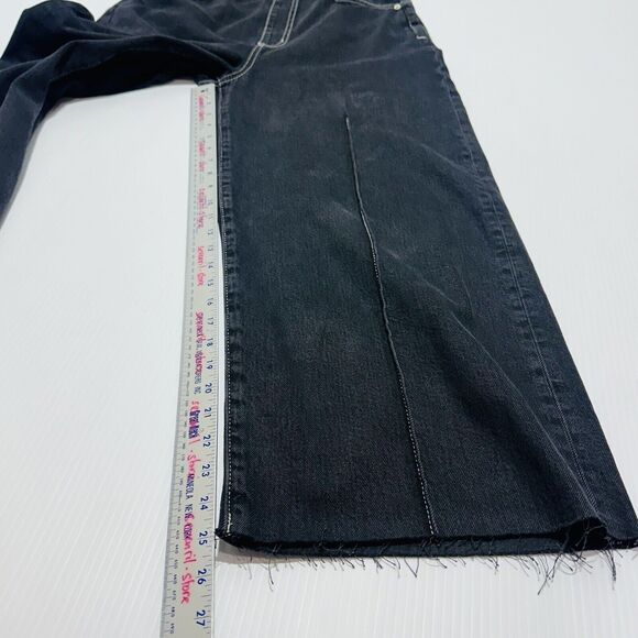 NWT ETICA Cami Halter Black Pearl Denim Jumpsuit Crop Wide Leg Size L - Picture 16 of 16